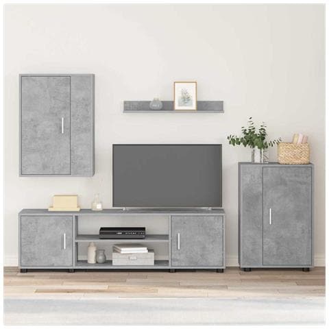 Set di mobile TV da 4 pezzi 4 pcs Grigio cemento - Foto 2