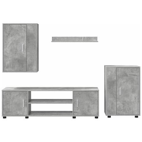 Set di mobile TV da 4 pezzi 4 pcs Grigio cemento - Foto 9