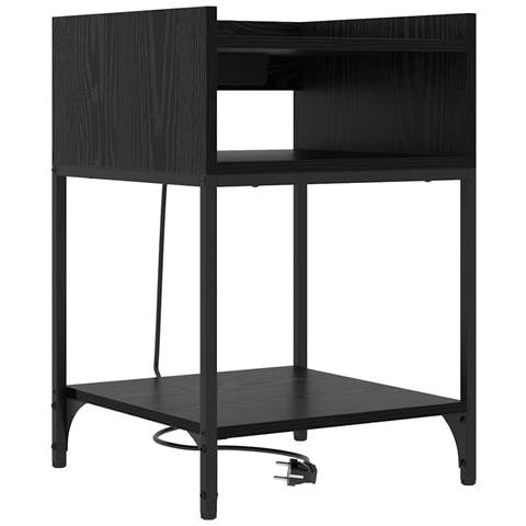 Armadio da Notte Rovere nero 40 x 40 x 61 cm Legno multistrato - Foto 1