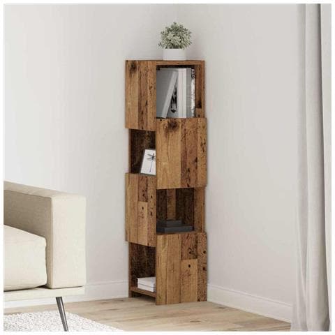 Mobile angolare Bianco 25,5x25x102cm Legno multistrato - Foto 2