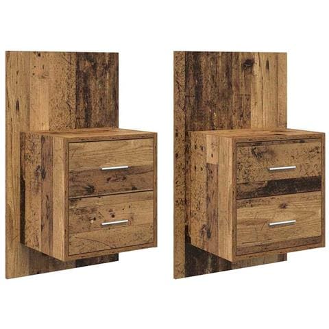 Mobiletto da comodino a parete con cassetto 2 pcs Legno vecchio - Foto 1