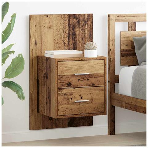 Mobiletto da comodino a parete con cassetto 2 pcs Legno vecchio - Foto 2