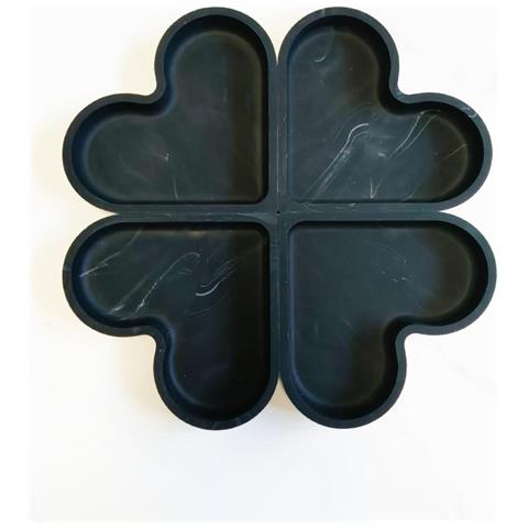 Set Di 4 Vassoi Impilabili A Forma Di Cuore In Silicone - Soluzione Di Archiviazione Romantica Black - Foto 1