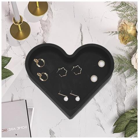 Set Di 4 Vassoi Impilabili A Forma Di Cuore In Silicone - Soluzione Di Archiviazione Romantica Black - Foto 2