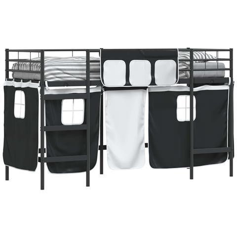 Struttura del Letto Loft per Bambini con Tendine Nero - Foto 1