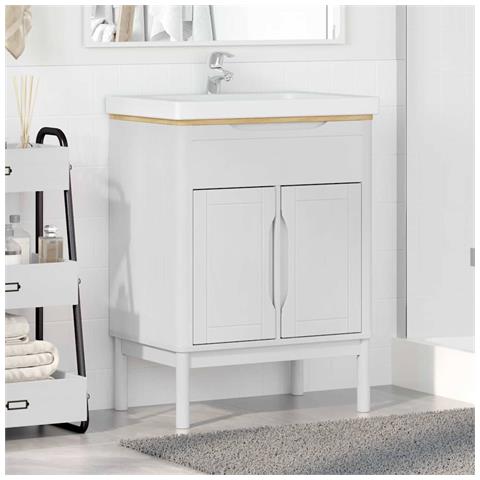 Armadio per Lavabo da Bagno FLORO Bianco 60 x 40 x 80 cm - Foto 2