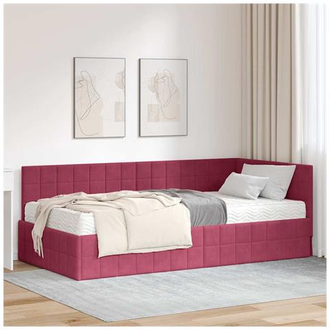 Struttura Letto Angolare con Materasso 2 pcs Verde Velluto - Foto 2