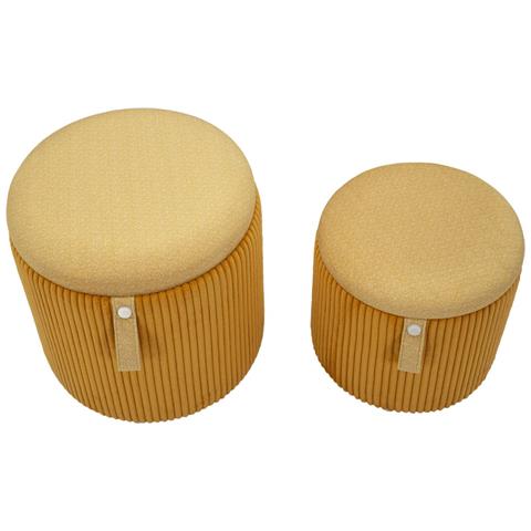Set 2 Pouf Contenitore Bolzano In Velluto A Coste Senape Ø38x38 E Ø32x28 Cm - Foto 2