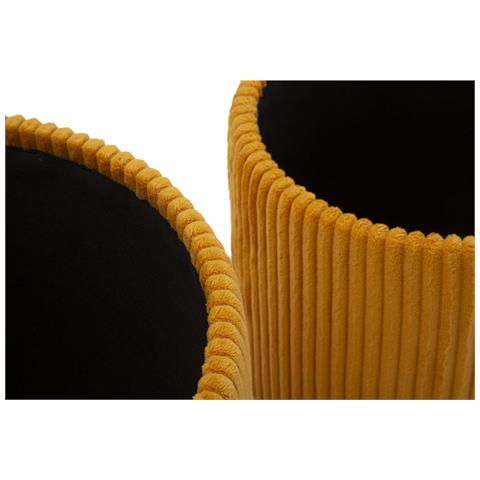 Set 2 Pouf Contenitore Bolzano In Velluto A Coste Senape Ø38x38 E Ø32x28 Cm - Foto 8