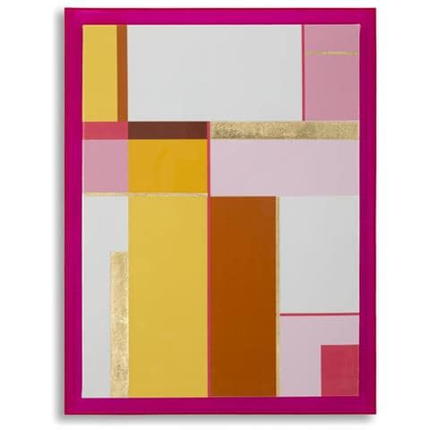 Stampa Su Tela Acrylic B Astratto Geometrico Con Cornice Fucsia, 60x80 Cm - Foto 1