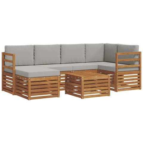 Set divani con cuscino 7 pcs Grigio Naturale e Chiaro - Foto 1