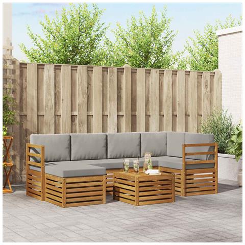 Set divani con cuscino 7 pcs Grigio Naturale e Chiaro - Foto 2