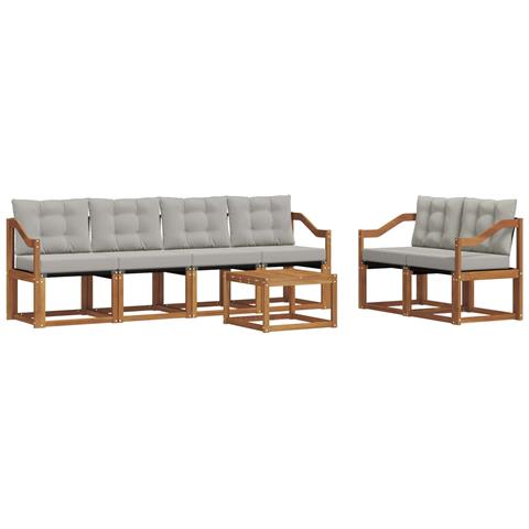 Set di divani da esterno 7 pcs Grigio Naturale e Chiaro - Foto 1