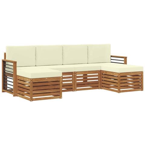 Set divani 6 pcs Naturale e Crema Legno di Acacia Massello - Foto 1