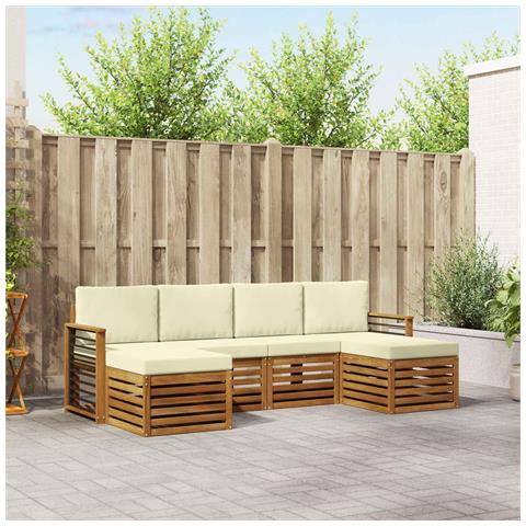 Set divani 6 pcs Naturale e Crema Legno di Acacia Massello - Foto 2