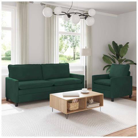 Set di divani 2 pcs Verde Scuro Velluto - Foto 2