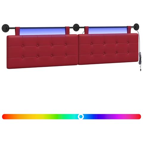 Testiera sospesa Con luce LED Rosso Vino Similpelle - Foto 1