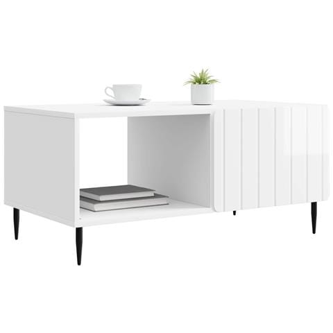 Tavolino da salotto Bianco Lucido 90 x 50 x 40 cm - Foto 2