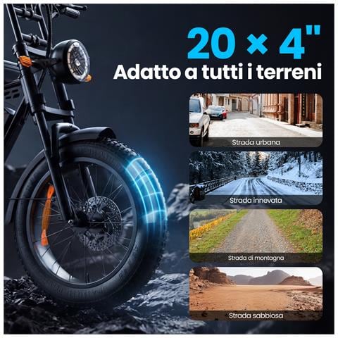 Bicicletta Elettrica X5 20 Pollici Fat Tire Ebike Batteria Rimovibile 48V 15Ah 250W Autononomia 60-80km Con Ripiani - Foto 2