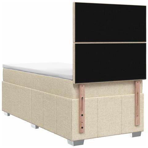 Letto Box Spring LED con Materasso Crema 90 x 200 cm Tessuto - Foto 9