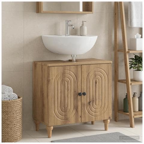 Armadio per Lavabo da Bagno ALKMAAR Rovere Artigianale - Foto 2