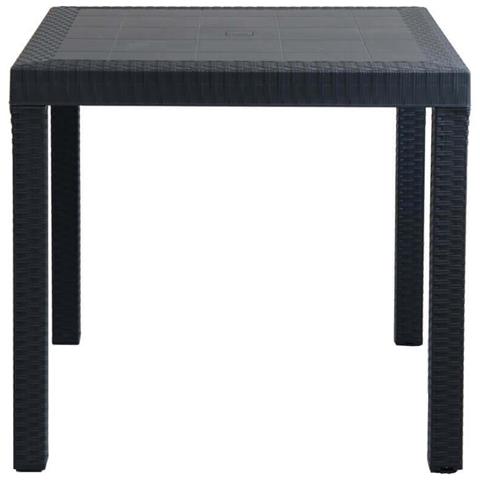 Set Tavolo Da Giardino Quadrato Fisso Cm 80 X 80 Con 4 Sedie In Wicker Stampato Antracite Da Esterno Giardino - Foto 4