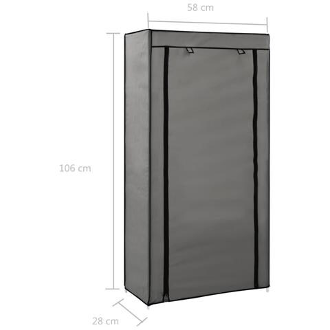 Scarpiera Con Rivestimento In Tessuto Grigio 58x28x106 Cm - Foto 2