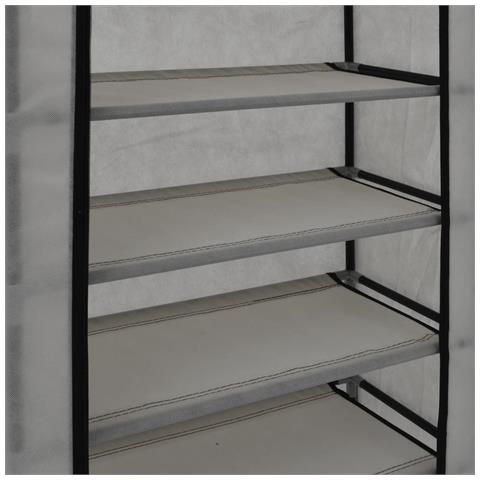 Scarpiera Con Rivestimento In Tessuto Grigio 58x28x106 Cm - Foto 8
