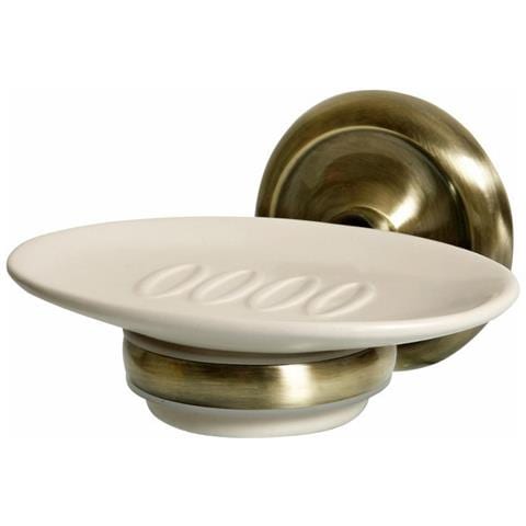 Retrò Bagno In Ottone Anticato In Ottone Appeso A Parete più Ceramica piùtto Di piùtto Di Sapone - Foto 1