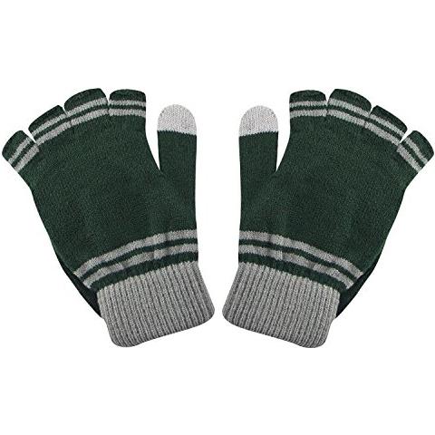 Harry Potter - Guanti - Muffole Removibili - Funzione Touch Screen - Licenza Ufficiale - Casa Serpeverde - Verde E Grigio - Foto 2