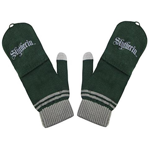 Harry Potter - Guanti - Muffole Removibili - Funzione Touch Screen - Licenza Ufficiale - Casa Serpeverde - Verde E Grigio - Foto 4