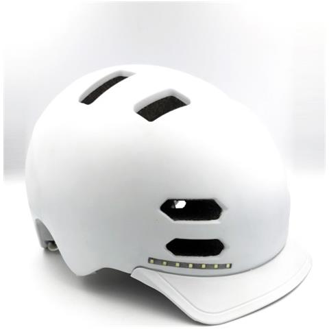 Caschetto Da Bici Bianco Opaco Con Luci Led : Frontali Bianche E Posteriori Rosse. Taglia L - Foto 1