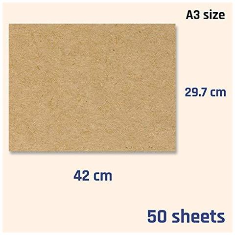 50 Fogli A3 Brown Kraft Carta Spessa Cartoncino 200gsm - Foto 2
