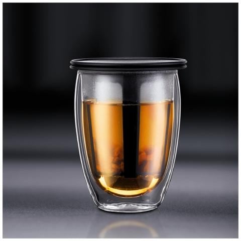 Bicchiere Doppio vetro per Infuso Tè 0.35 l Colore Nero - Foto 1