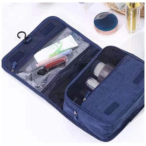 Beauty Case Sospeso Con Gancio In Poliestere Nero Blue - Foto 14