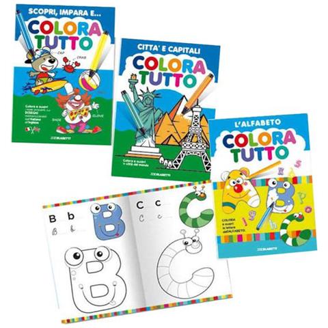 Album da colorare 24 facciate tema alfabeto, bimbo, capitali - 7701 - Confezione da 6 PZ - Foto 1