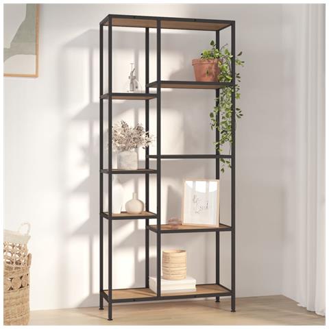 Scaffale Per Libri 80x30x180 Cm Acciaio E Legno Multistrato - Foto 6