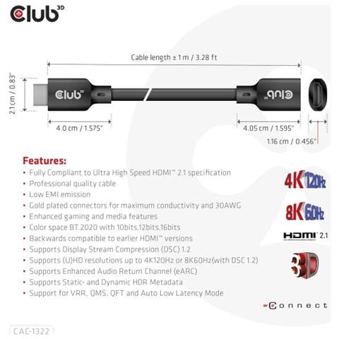 Cac-1322 Cavo Hdmi 1 M Hdmi Tipo A (standard) Nero - Foto 2