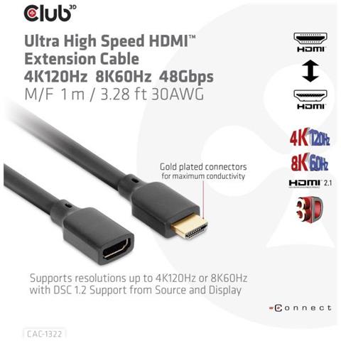 Cac-1322 Cavo Hdmi 1 M Hdmi Tipo A (standard) Nero - Foto 3