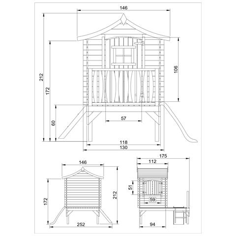 Casetta Per Bambini In Legno Con Scivolo - Casetta Giocattolo Per Bambini - L175xl146xa212cm / 1,1m2 - Casetta Da Gioco Da Esterno - Casetta Da Giardino Timbela M550a - Foto 2