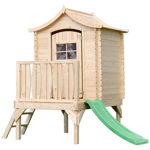 Casetta Per Bambini In Legno Con Scivolo - Casetta Giocattolo Per Bambini - L175xl146xa212cm / 1,1m2 - Casetta Da Gioco Da Esterno - Casetta Da Giardino Timbela M550a - Foto 1