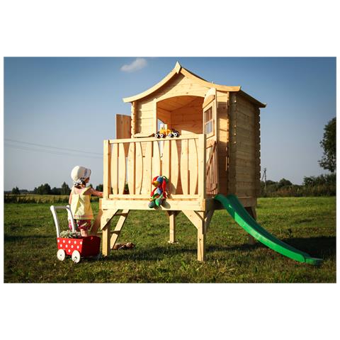 Casetta Per Bambini In Legno Con Scivolo - Casetta Giocattolo Per Bambini - L175xl146xa212cm / 1,1m2 - Casetta Da Gioco Da Esterno - Casetta Da Giardino Timbela M550a - Foto 7