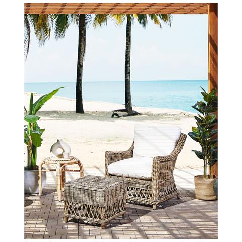 Poltrona Da Giardino Ribolla Con Poggiapiedi Rattan Naturale - Foto 1