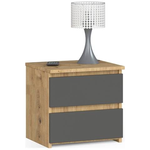 Comodino CL2, 2 cassetti, 40x35x40 cm, Colore Quarcia Artisan e Grigia Grafite - Foto 1