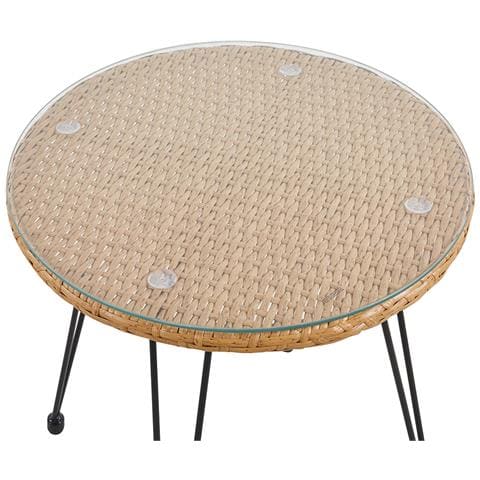 Set Arredo Giardino In Rattan Con Tavolino Ripiano In Vetro E 2 Sedie Da Esterno - Foto 5