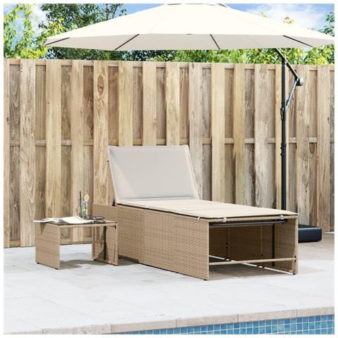Lettini Prendisole 2 Pz Con Tavolino Beige In Polyrattan - Foto 3