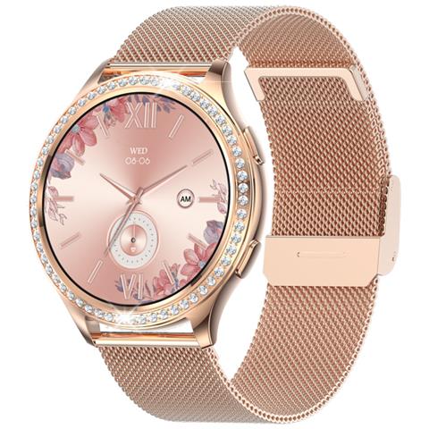 Smartwatch 5.2 Con Antifurto E Cinturino A Maglia Milanese, Oro - Foto 1
