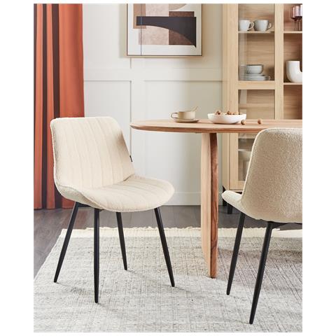 Beliani Sedia Da Pranzo Set Di Bouclé Beige Chiaro Dubrovnik