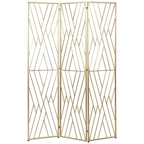 Paravento 3 Pannelli Metallo Oro 117 X 170 Cm Asolo - Foto 2