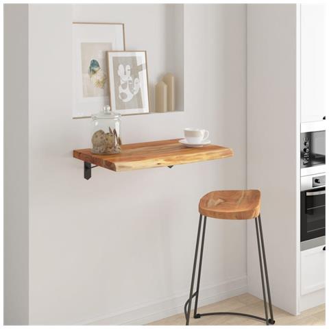 Mensola A Muro 60x40x2,5cm Rettangolare Legno Acacia Bordi Vivi - Foto 1